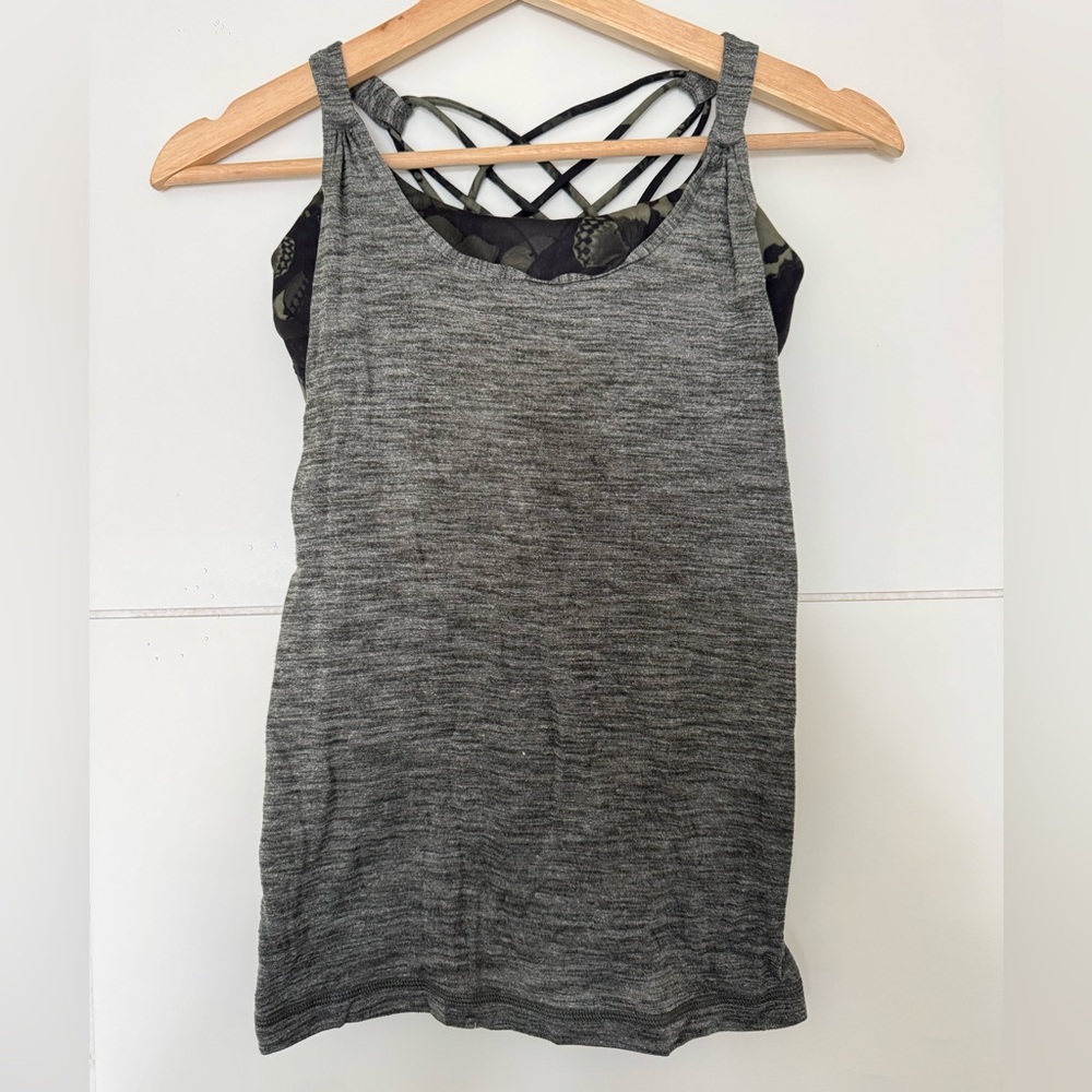 Lululemon Athletica Gray Tank Top with Black Straps